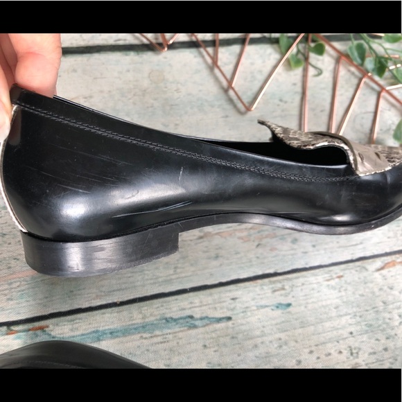 Nicholas Kirkwood 38 black loafer flats snake print leather pointed toe Womens - Picture 12 of 13